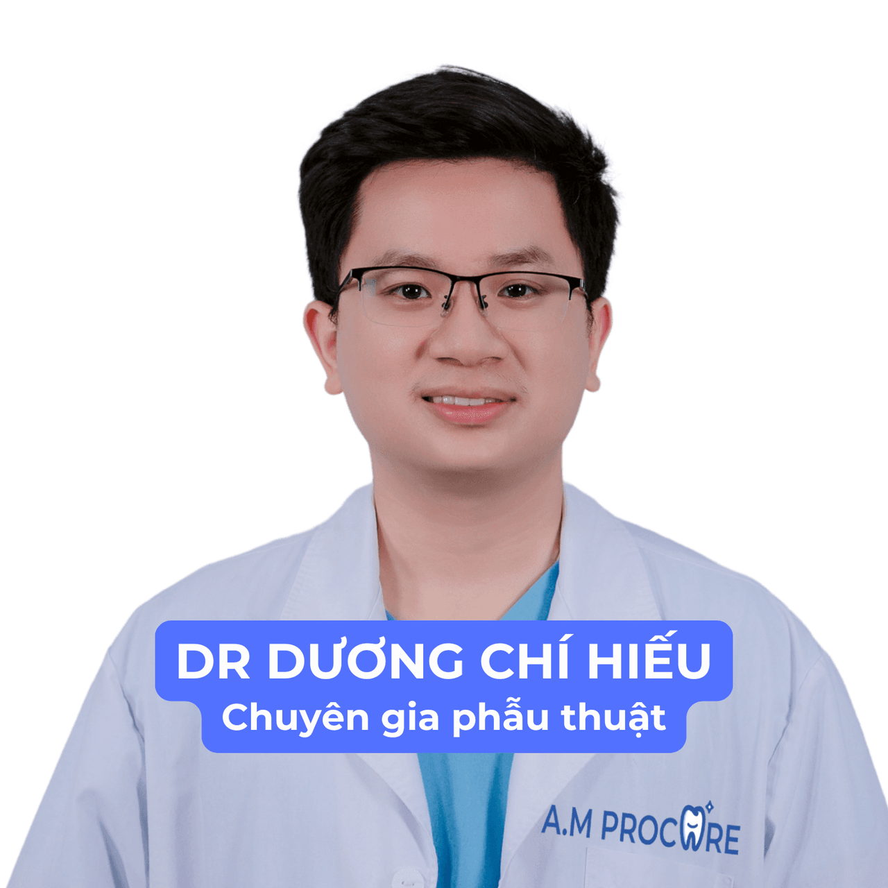 Portrait of Dr. Duong Chi Hieu — clinical team, white coat — AM Procare Premium.